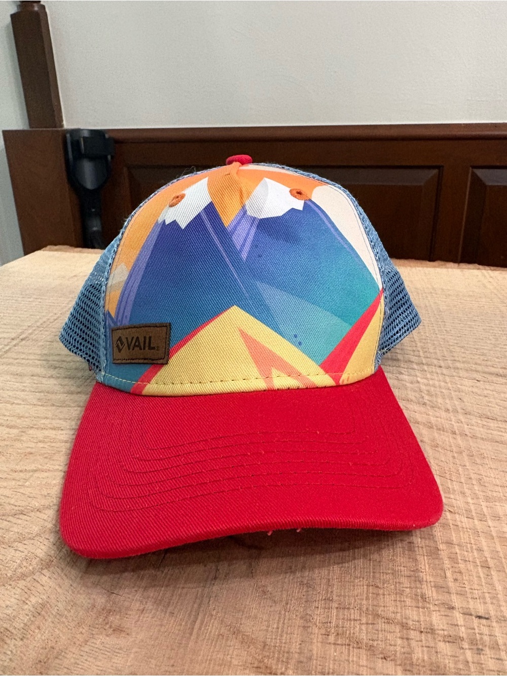 Vail Red & Multi Mountain Graphic Trucker Hat